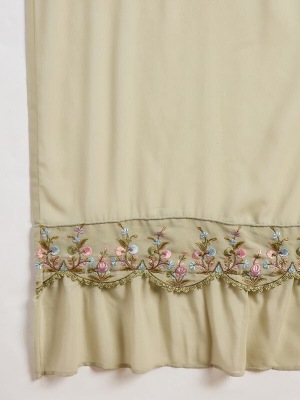 Green Embroidered Faux Georgette Flared Gown with Jacket and Dupatta