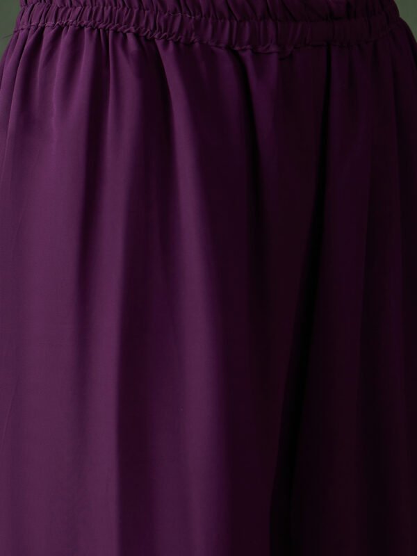 Women's Purple Embroidered Faux Georgette Kurta Sharara Set with Dupatta
