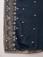 Radiant Rama Embroidered Faux Georgette Kurta Sharara Set with Dupatta