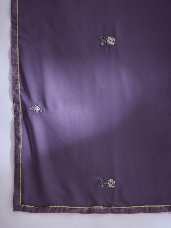 Enchanting Purple Embroidered Faux Georgette Lehenga Kurta Set with Dupatta