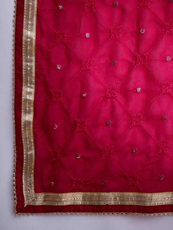 Elegant Pink Embroidered Faux Georgette Kurta Sharara Set with Dupatta