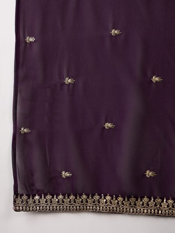 Elegant Deep Purple Embroidered Nayra Cut Kurta Palazzo Set