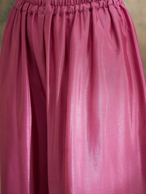 Charming Pink Embroidered Flared Top Kurta Palazzo Set with Round Neck & Regular Sleeves