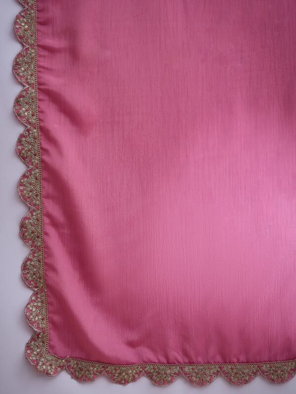 Charming Pink Embroidered Flared Top Kurta Palazzo Set with Round Neck & Regular Sleeves