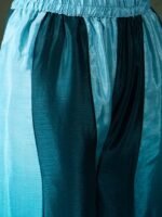 Elegant Blue Embroidered Flared Top Kurta Palazzo Set with Round Neck & Regular Sleeves
