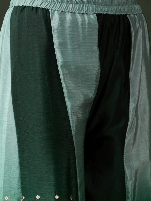 Elegant Blue Embroidered Flared Top Kurta Palazzo Set with Round Neck & Regular Sleeves
