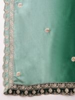 Elegant Blue Embroidered Flared Top Kurta Palazzo Set with Round Neck & Regular Sleeves