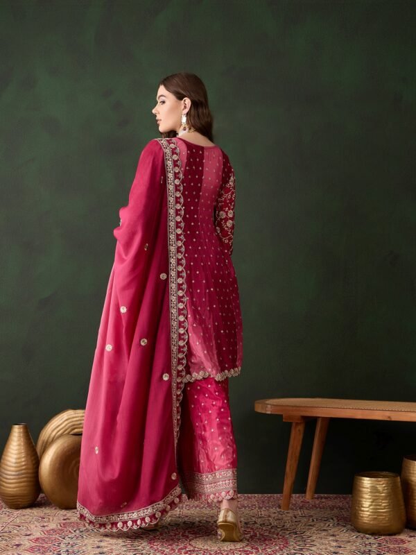 Elegant Blue Embroidered Flared Top Kurta Palazzo Set with Round Neck & Regular Sleeves