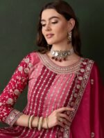 Elegant Blue Embroidered Flared Top Kurta Palazzo Set with Round Neck & Regular Sleeves