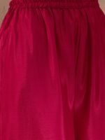 Pink Chinon Embroidered Flared Kurta Palazzo Set with Dupatta