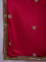 Striking Yellow Chinon Embroidered Flared Kurta & Pink Palazzo Set
