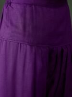 Purple Embroidered Kurta Patiyala Set with Round Neck Flared Chinon Top & Dupatta for Women