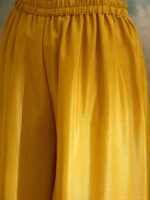 Stunning Yellow Chinon Embroidered Kurta Palazzo Set