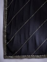 Exquisite Black Embroidered Faux Georgette Anarkali Gown with Dupatta | Miss Ethnik