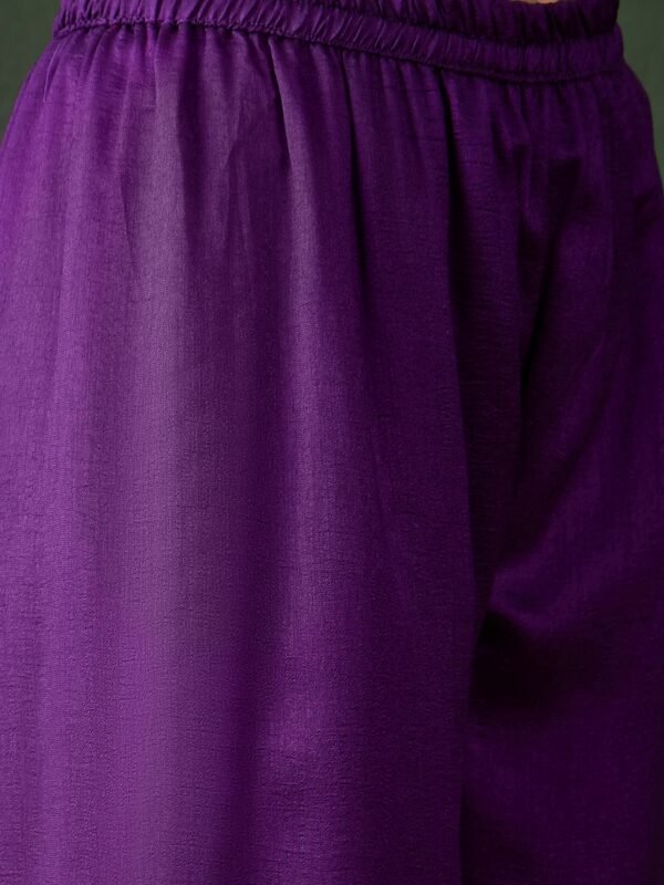 Majestic Purple Embroidered Vichitra Silk Kurta Palazzo Set with Dupatta