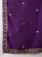 Majestic Purple Embroidered Vichitra Silk Kurta Palazzo Set with Dupatta
