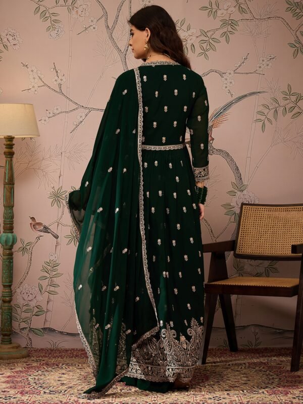 Green Embroidered Anarkali Kurta Lehenga Set with Dupatta