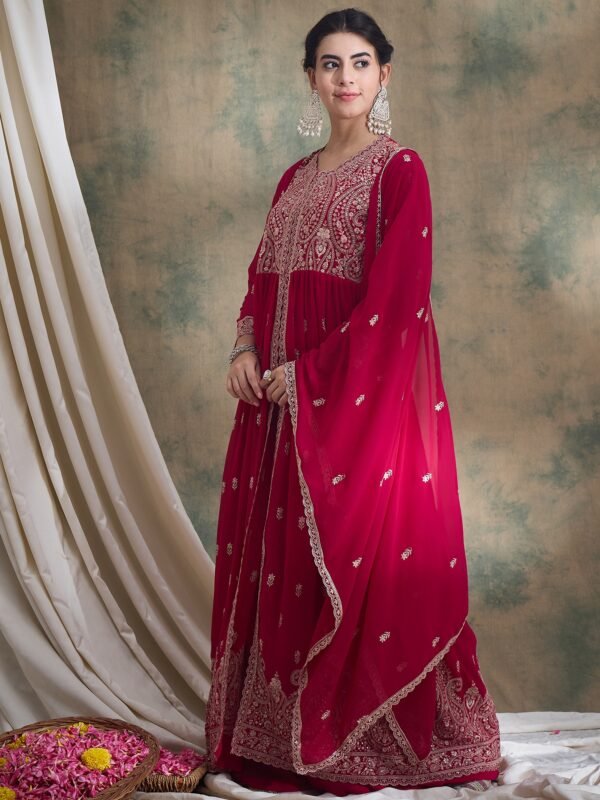 Green Embroidered Anarkali Kurta Lehenga Set with Dupatta