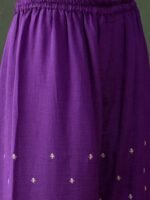 Vibrant Pink and Purple Embroidered Vichitra Silk Kurta Palazzo Set with Dupatta