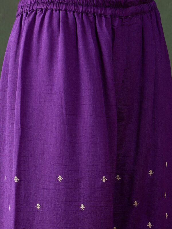Vibrant Pink and Purple Embroidered Vichitra Silk Kurta Palazzo Set with Dupatta