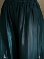Resplendent Green Embroidered Chinon Kurta Palazzo Set with Dupatta