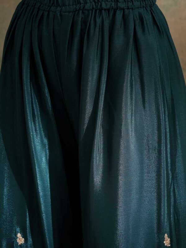 Resplendent Green Embroidered Chinon Kurta Palazzo Set with Dupatta