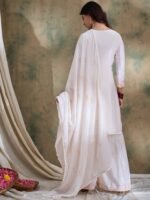 Elegant White Chinon Embroidered Kurta Palazzo Set