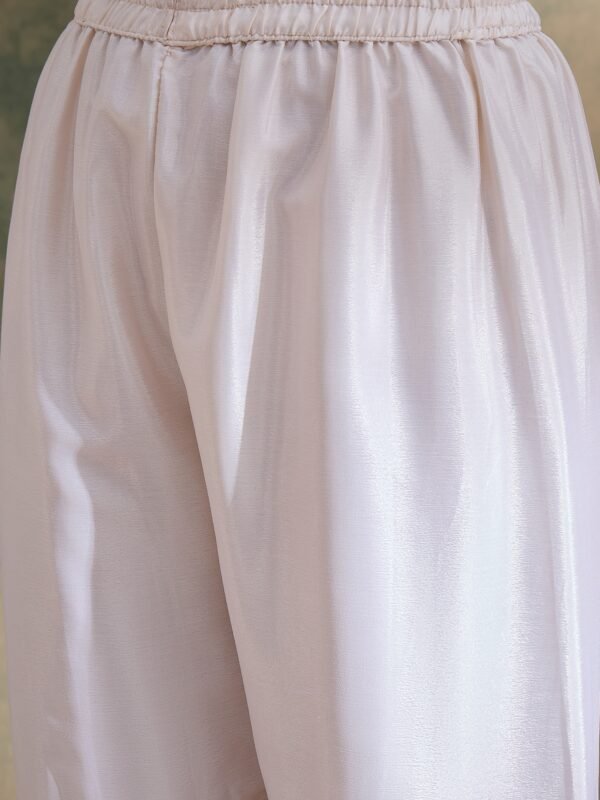 Elegant White Chinon Embroidered Kurta Palazzo Set