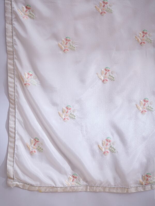 Elegant White Chinon Embroidered Kurta Palazzo Set
