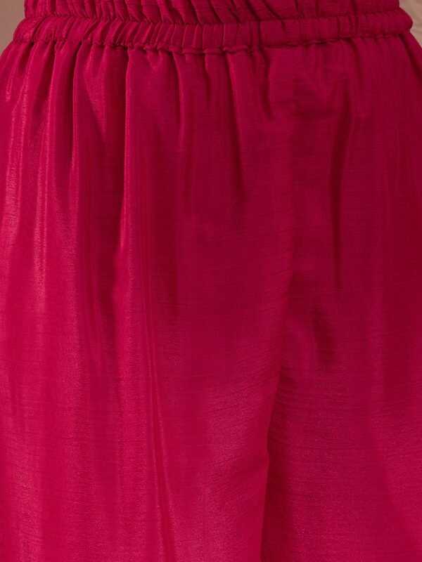 Glamorous Pink Embroidered Chinon Kurta Palazzo Set with Dupatta