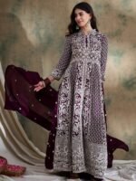 Magnificent Rama Embroidered Vichitra Silk Anarkali Lehenga Set with Dupatta