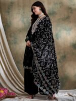 Spellbinding Black Embroidered Vichitra Silk Kurta Palazzo Set with Dupatta