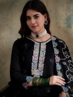 Spellbinding Black Embroidered Vichitra Silk Kurta Palazzo Set with Dupatta