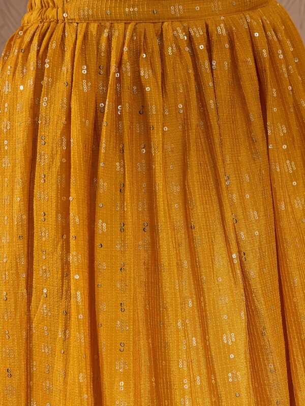 Radiant Yellow Chinon Embroidered Kurta & Lehenga Set