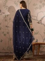 Regal Blue Embroidered Chinon Kurta Palazzo Set with Dupatta