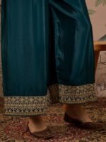 Exquisite Yellow & Teal Chinon Embroidered Anarkali Set