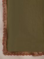 Splendid Peach Embroidered Chinon Kurta Palazzo Set with Dupatta