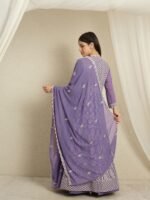 Light Purple Faux Georgette Anarkali Kurta with Lehenga & Dupatta