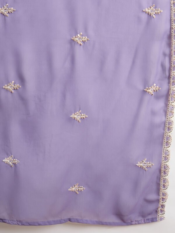 Light Purple Faux Georgette Anarkali Kurta with Lehenga & Dupatta