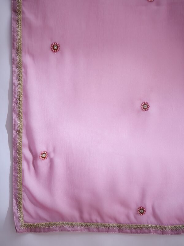 Whimsical Pink Embroidered Vipro Silk Anarkali Lehenga Set with Dupatta