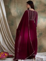 Majestic Purple Faux Georgette Embroidered Anarkali Lehenga Set