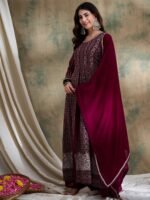 Majestic Purple Faux Georgette Embroidered Anarkali Lehenga Set