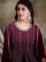Majestic Purple Faux Georgette Embroidered Anarkali Lehenga Set