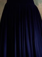 Midnight Blue Embroidered Chinon Front-Slit Anarkali Lehenga Set with Dupatta