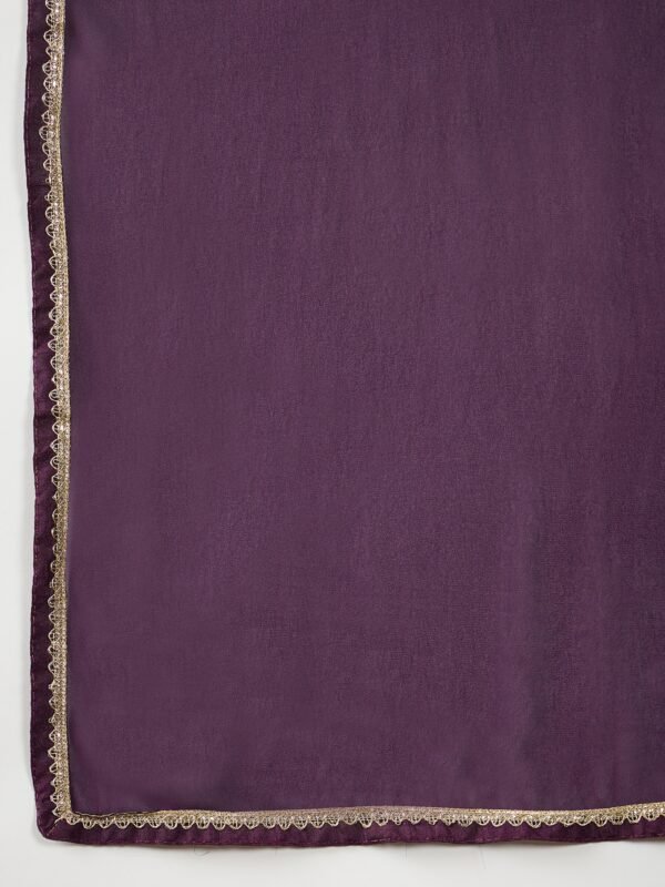 Ravishing Purple Embroidered Faux Georgette Anarkali Gown with Dupatta