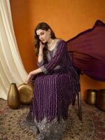 Ravishing Purple Embroidered Faux Georgette Anarkali Gown with Dupatta