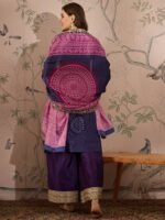 Mesmeric Purple Embroidered Chinon Bandhani Kurta Palazzo Set with Dupatta