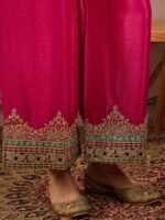 Exquisite Pink Chinon Embroidered Kurta & Palazzo Set