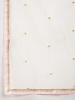 Dreamy Peach Printed & Embroidered TP Silk Anarkali Gown with Net Dupatta