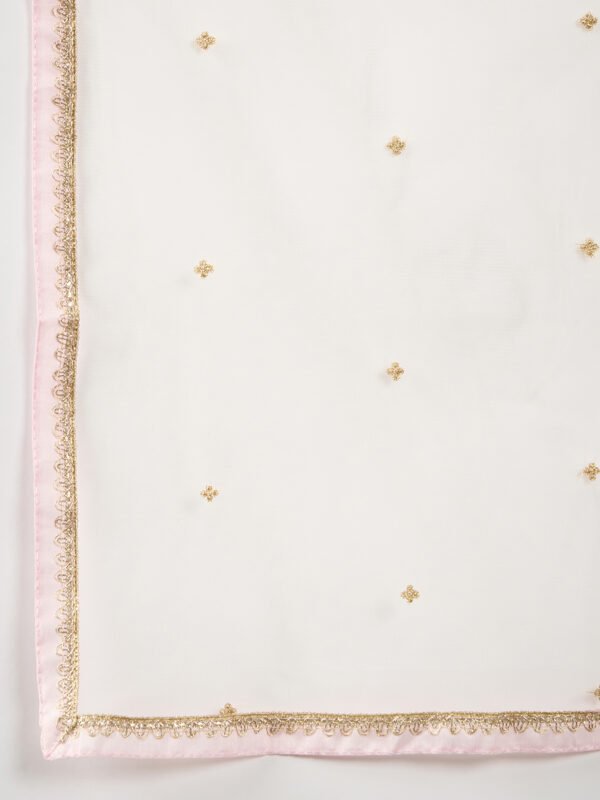 Dreamy Peach Printed & Embroidered TP Silk Anarkali Gown with Net Dupatta